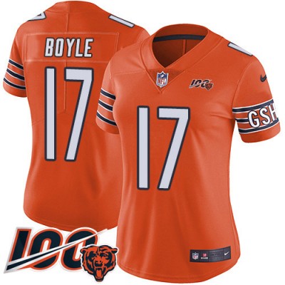 Nike Chicago Bears #17 Tim Boyle Orange Women's Stitched NFL Limited Rush 100th Season Jersey